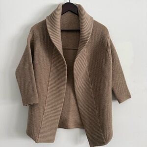 Aritzia Babaton Ribbed Carmel 100% Merino Wool Cardigan